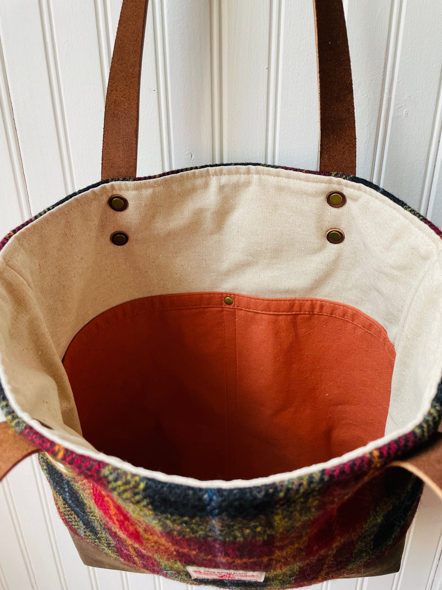 Large Harris Tweed Tote, Autumn Check