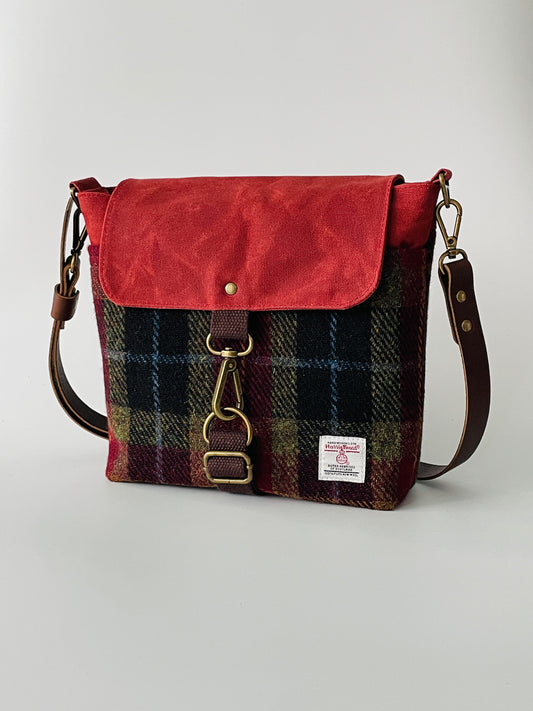 Small Harris Tweed Satchel, Autumn Check