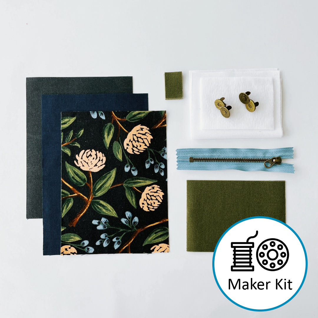 Webster Wallet Maker Kit, Navy Peonies