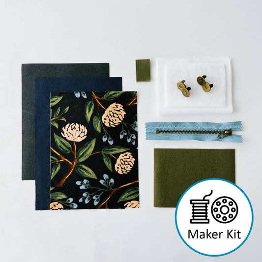 Webster Wallet Maker Kit, Navy Peonies