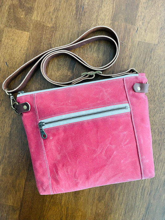 SAMPLE SALE Small Waxed Canvas Purse, Red